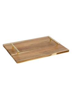 VASSOIO 207197 MINA GOLD 30X40CM ACACIA