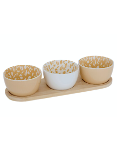 SET APERITIVO 207198 LEOPARDI 3 CIOTOLE CON VASSOIO BAMBOO