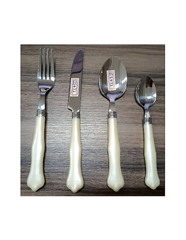 SERVIZI DI POSATE: vendita online Set posate 24 pezzi, acciaio inox, manico avorio, lavabili, Bellissima, 6 forchette, 6 colt...