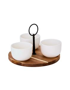 SET APERITIVO 207290 ELEGANCE 3 CIOTOLE CON SUPPORTO ACACIA