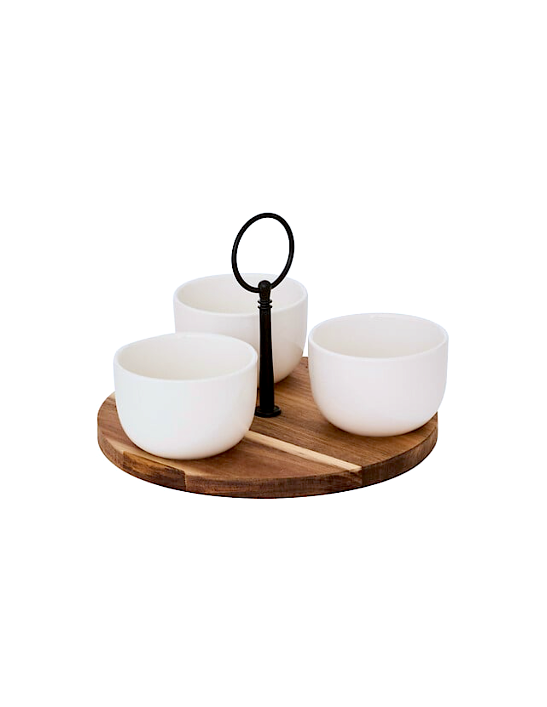 ACCESSORI VARI: vendita online Servizio aperitivo 4 pezzi, vassoio in acacia, coppette in new bone china, bianco, collezione ...