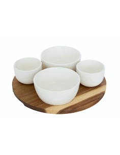 SET APERITIVO 207291 ELEGANCE 4 CIOTOLE CON SUPPORTO ACACIA