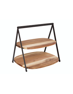 VASSOIO 2 PIANI 207293 MINA ACACIA CON SUPPORTO METALLO