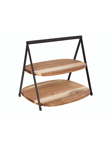 ACCESSORI VARI: vendita online Vassoio a 2 piani Mina, legno di acacia e struttura in metallo nero, moderno, smontabile, 27,5...