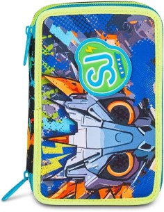 ASTUCCI: vendita online SJ Gang, Style Jam Gang, Astuccio Scuola 3 Zip, Led Look, Blu, 12,5x20x7 cm in offerta