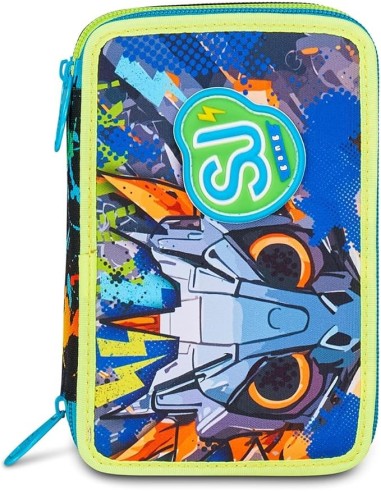 ASTUCCI: vendita online SJ Gang, Style Jam Gang, Astuccio Scuola 3 Zip, Led Look, Blu, 12,5x20x7 cm in offerta