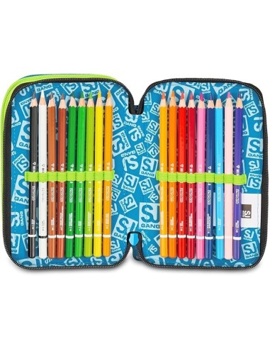 ASTUCCI: vendita online SJ Gang, Style Jam Gang, Astuccio Scuola 3 Zip, Led Look, Blu, 12,5x20x7 cm in offerta