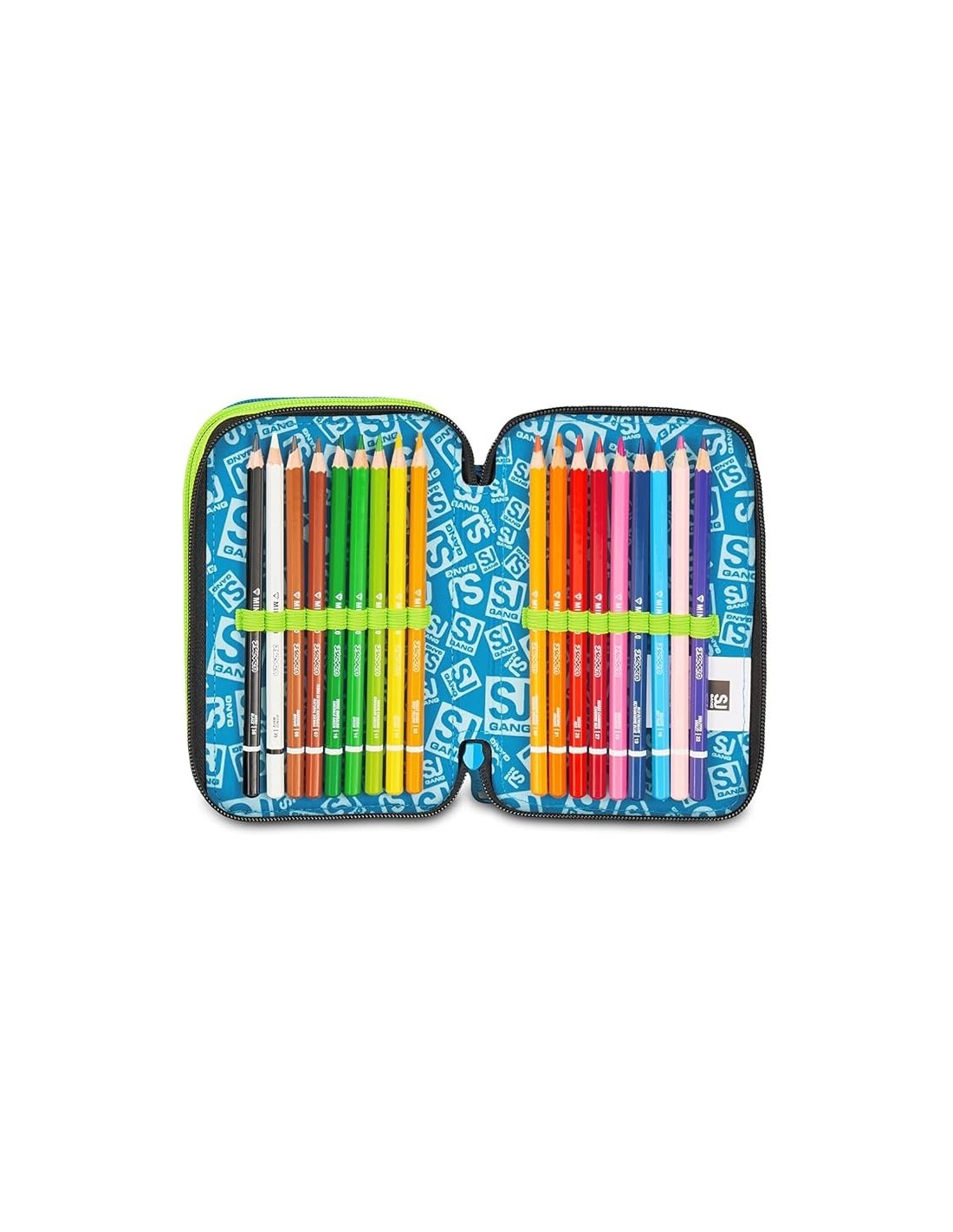 ASTUCCI: vendita online SJ Gang, Style Jam Gang, Astuccio Scuola 3 Zip, Led Look, Blu, 12,5x20x7 cm in offerta