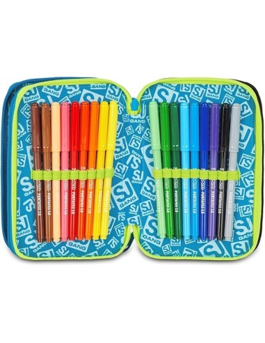 ASTUCCI: vendita online SJ Gang, Style Jam Gang, Astuccio Scuola 3 Zip, Led Look, Blu, 12,5x20x7 cm in offerta