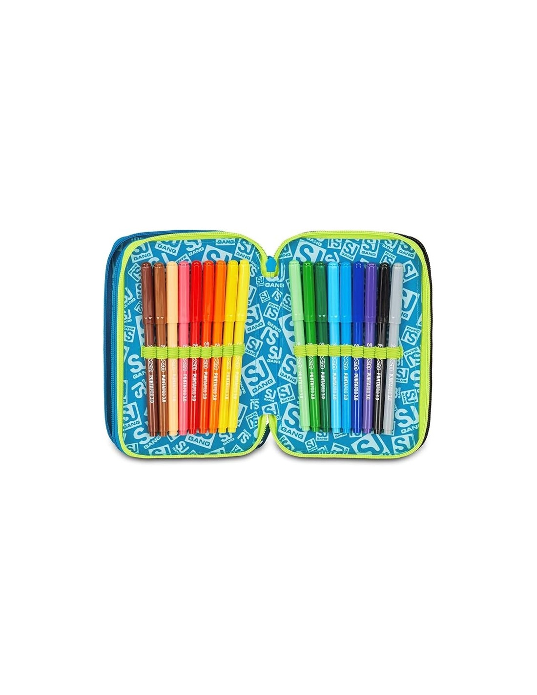 ASTUCCI: vendita online SJ Gang, Style Jam Gang, Astuccio Scuola 3 Zip, Led Look, Blu, 12,5x20x7 cm in offerta