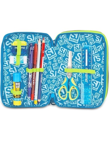 ASTUCCI: vendita online SJ Gang, Style Jam Gang, Astuccio Scuola 3 Zip, Led Look, Blu, 12,5x20x7 cm in offerta