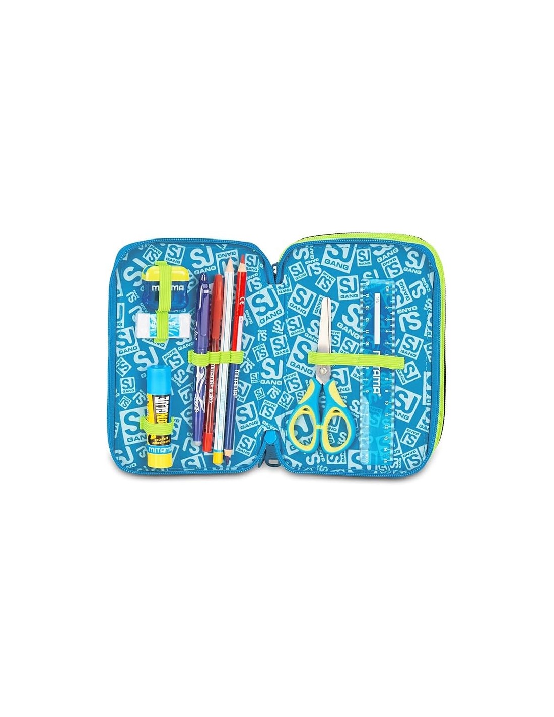 ASTUCCI: vendita online SJ Gang, Style Jam Gang, Astuccio Scuola 3 Zip, Led Look, Blu, 12,5x20x7 cm in offerta