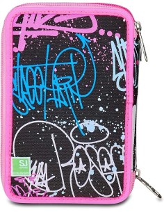 ASTUCCI: vendita online SJ Gang, Style Jam Gang, Astuccio Scuola 3 Zip, SJ Ever, Nero, 12,5x20x7 cm in offerta
