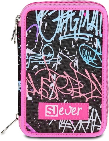 ASTUCCI: vendita online SJ Gang, Style Jam Gang, Astuccio Scuola 3 Zip, SJ Ever, Nero, 12,5x20x7 cm in offerta