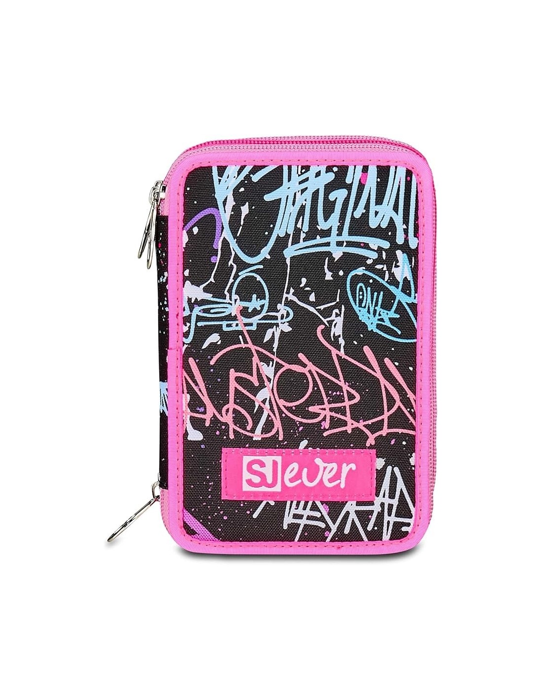 ASTUCCI: vendita online SJ Gang, Style Jam Gang, Astuccio Scuola 3 Zip, SJ Ever, Nero, 12,5x20x7 cm in offerta