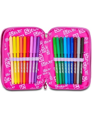ASTUCCI: vendita online SJ Gang, Style Jam Gang, Astuccio Scuola 3 Zip, SJ Ever, Nero, 12,5x20x7 cm in offerta
