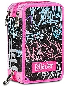 ASTUCCI: vendita online SJ Gang, Style Jam Gang, Astuccio Scuola 3 Zip, SJ Ever, Nero, 12,5x20x7 cm in offerta