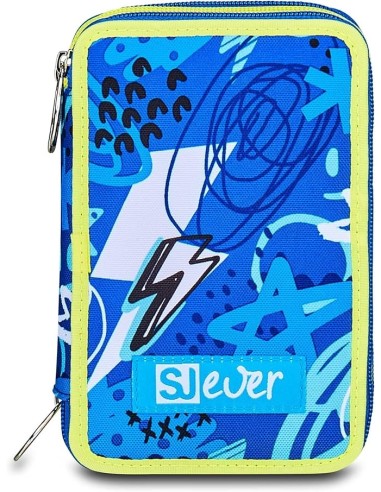 ASTUCCI: vendita online SJ Gang, Style Jam Gang, Astuccio Scuola 3 Zip, SJ Ever, Blu, 12,5x20x7 cm in offerta