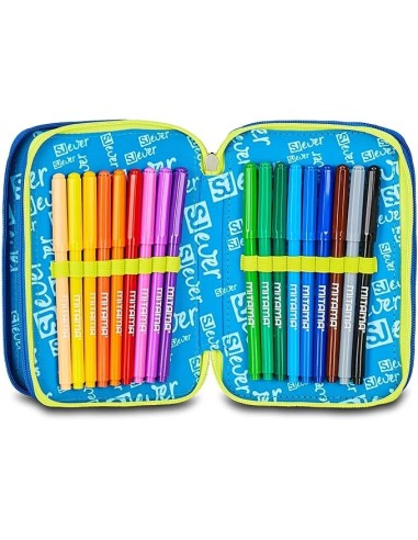 ASTUCCI: vendita online SJ Gang, Style Jam Gang, Astuccio Scuola 3 Zip, SJ Ever, Blu, 12,5x20x7 cm in offerta