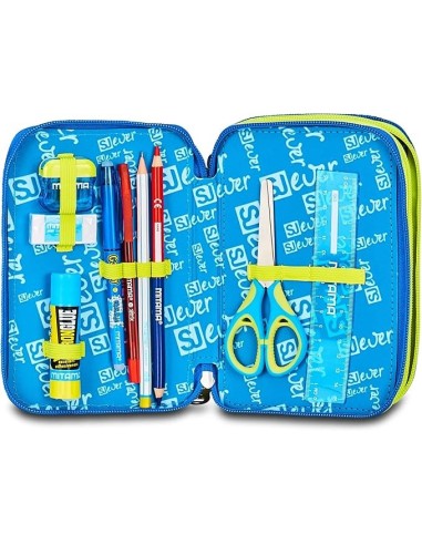 ASTUCCI: vendita online SJ Gang, Style Jam Gang, Astuccio Scuola 3 Zip, SJ Ever, Blu, 12,5x20x7 cm in offerta