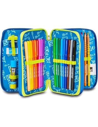 ASTUCCI: vendita online SJ Gang, Style Jam Gang, Astuccio Scuola 3 Zip, SJ Ever, Blu, 12,5x20x7 cm in offerta