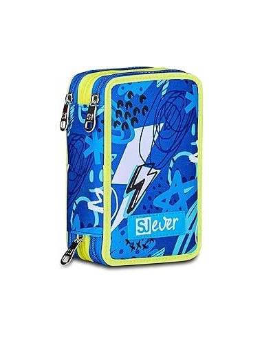 ASTUCCI: vendita online SJ Gang, Style Jam Gang, Astuccio Scuola 3 Zip, SJ Ever, Blu, 12,5x20x7 cm in offerta