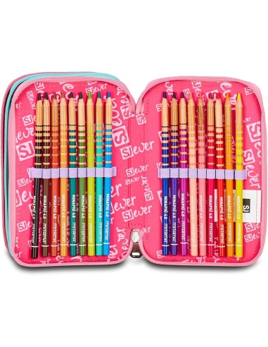 ASTUCCI: vendita online SJ Gang, Style Jam Gang, Astuccio Scuola 3 Zip, SJ Ever, Viola, 12,5x20x7 cm in offerta