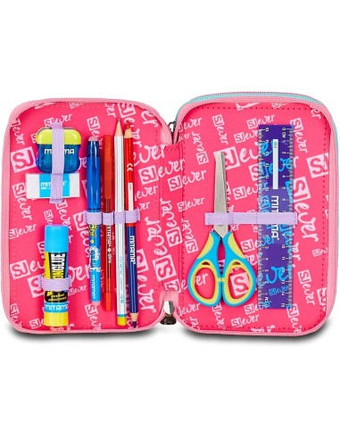 ASTUCCI: vendita online SJ Gang, Style Jam Gang, Astuccio Scuola 3 Zip, SJ Ever, Viola, 12,5x20x7 cm in offerta