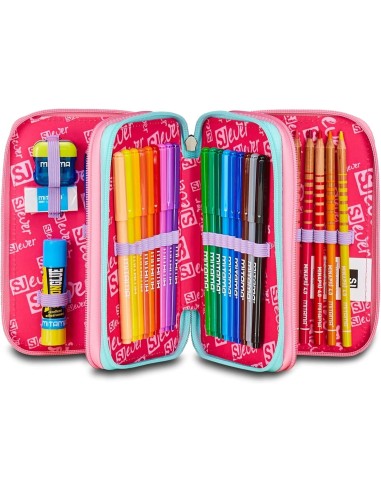 ASTUCCI: vendita online SJ Gang, Style Jam Gang, Astuccio Scuola 3 Zip, SJ Ever, Viola, 12,5x20x7 cm in offerta
