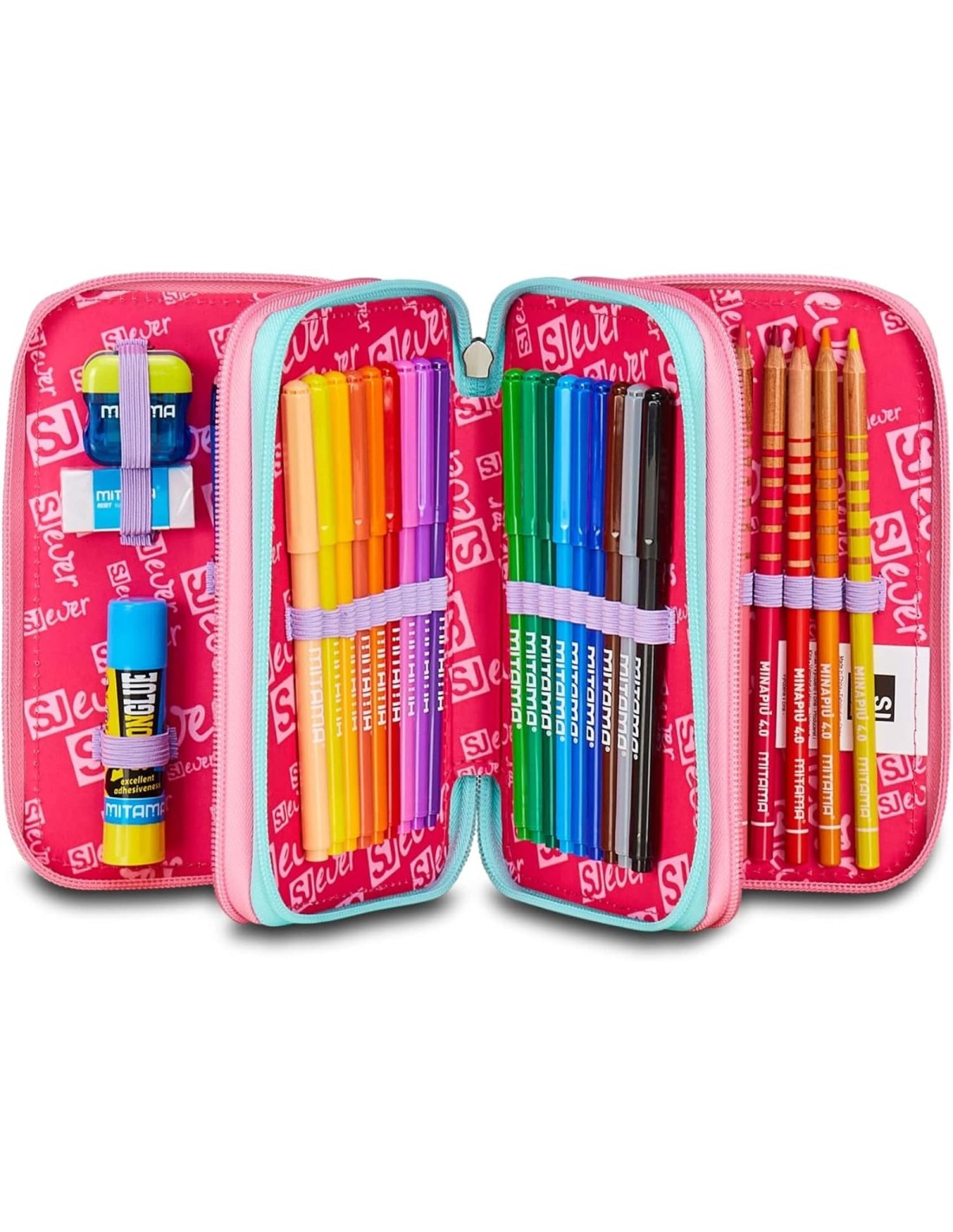 ASTUCCI: vendita online SJ Gang, Style Jam Gang, Astuccio Scuola 3 Zip, SJ Ever, Viola, 12,5x20x7 cm in offerta