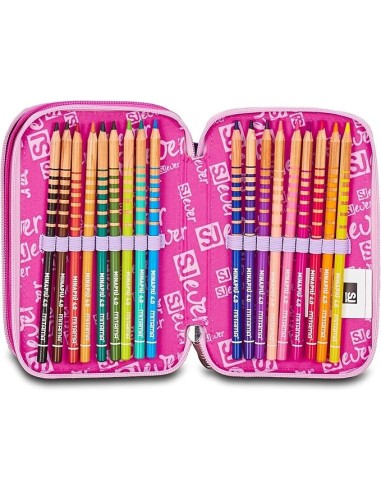 ASTUCCI: vendita online SJ Gang, Style Jam Gang, Astuccio Scuola 3 Zip, SJ Ever, Fucsia, 12,5x20x7 cm in offerta