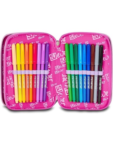 ASTUCCI: vendita online SJ Gang, Style Jam Gang, Astuccio Scuola 3 Zip, SJ Ever, Fucsia, 12,5x20x7 cm in offerta