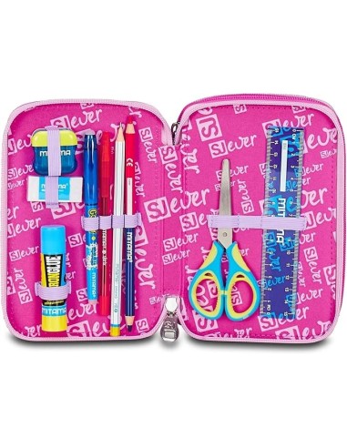 ASTUCCI: vendita online SJ Gang, Style Jam Gang, Astuccio Scuola 3 Zip, SJ Ever, Fucsia, 12,5x20x7 cm in offerta
