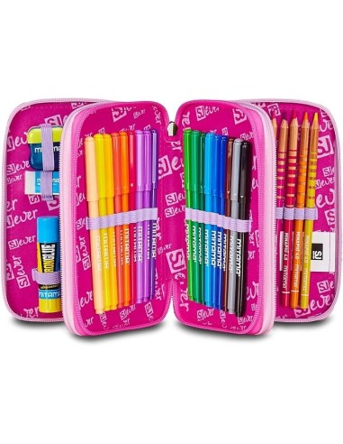 ASTUCCI: vendita online SJ Gang, Style Jam Gang, Astuccio Scuola 3 Zip, SJ Ever, Fucsia, 12,5x20x7 cm in offerta