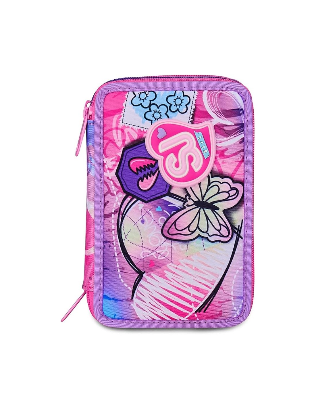 ASTUCCI: vendita online SJ Gang, Astuccio Scuola 3 Zip, Style Jam Gang, Fucsia, 12,5x20x7 cm, Bambina in offerta