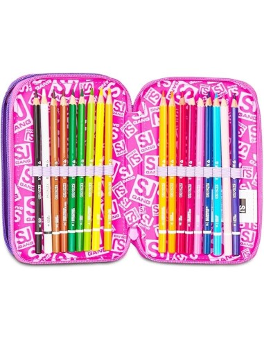 ASTUCCI: vendita online SJ Gang, Astuccio Scuola 3 Zip, Style Jam Gang, Fucsia, 12,5x20x7 cm, Bambina in offerta