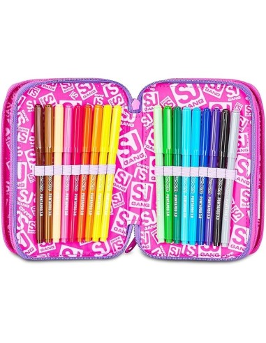 ASTUCCI: vendita online SJ Gang, Astuccio Scuola 3 Zip, Style Jam Gang, Fucsia, 12,5x20x7 cm, Bambina in offerta