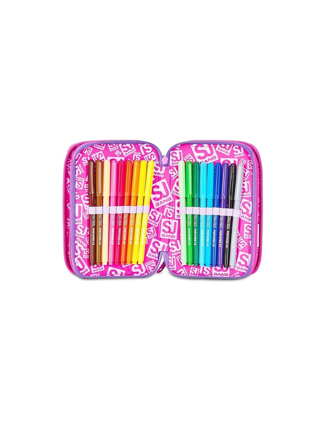 ASTUCCI: vendita online SJ Gang, Astuccio Scuola 3 Zip, Style Jam Gang, Fucsia, 12,5x20x7 cm, Bambina in offerta