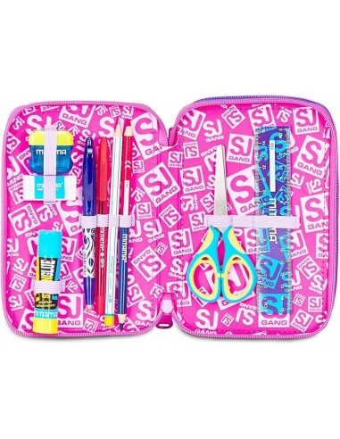 ASTUCCI: vendita online SJ Gang, Astuccio Scuola 3 Zip, Style Jam Gang, Fucsia, 12,5x20x7 cm, Bambina in offerta