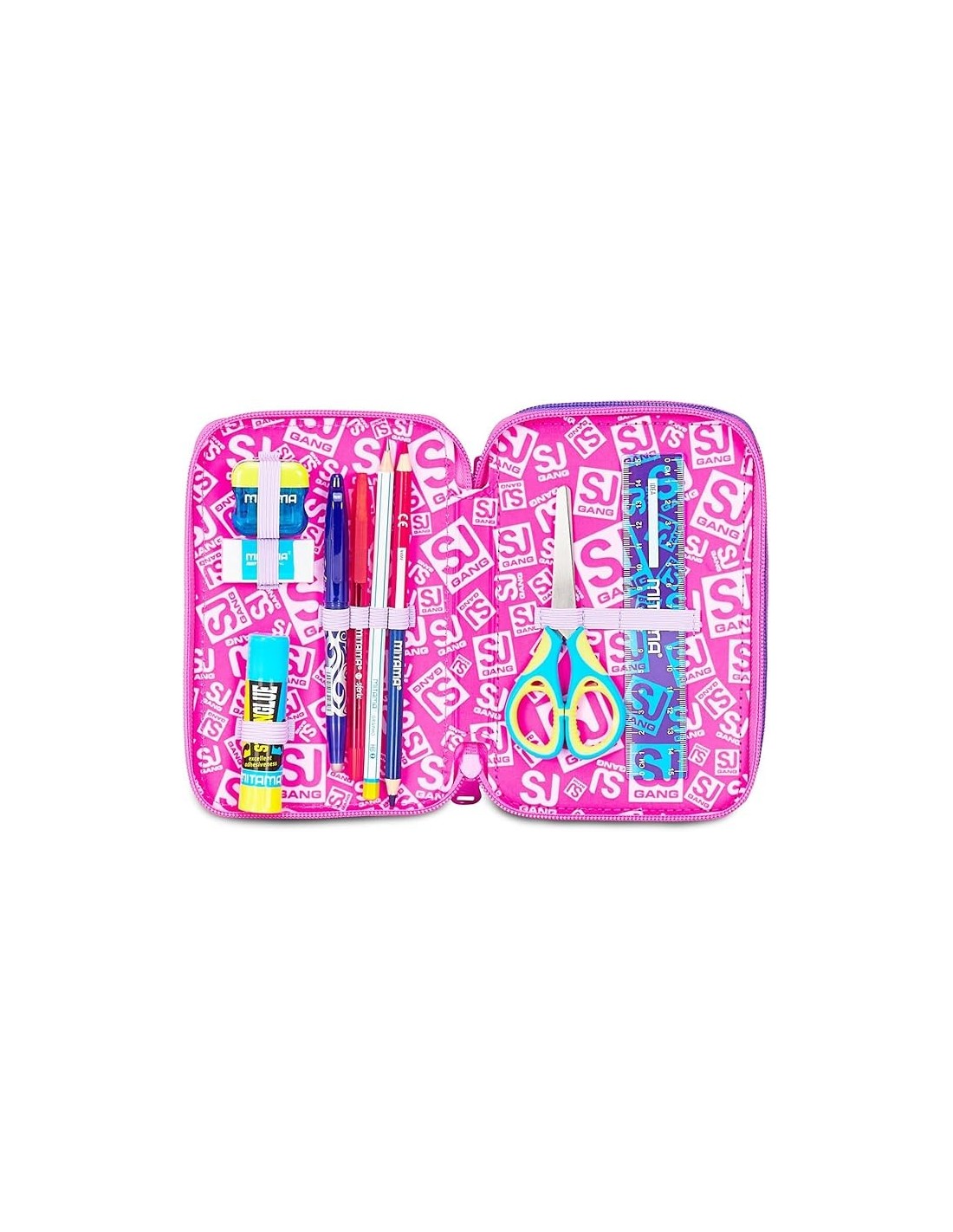 ASTUCCI: vendita online SJ Gang, Astuccio Scuola 3 Zip, Style Jam Gang, Fucsia, 12,5x20x7 cm, Bambina in offerta