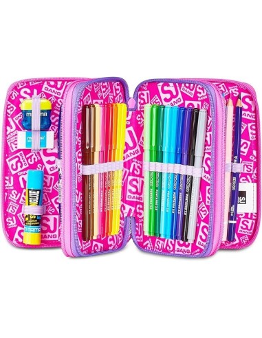 ASTUCCI: vendita online SJ Gang, Astuccio Scuola 3 Zip, Style Jam Gang, Fucsia, 12,5x20x7 cm, Bambina in offerta