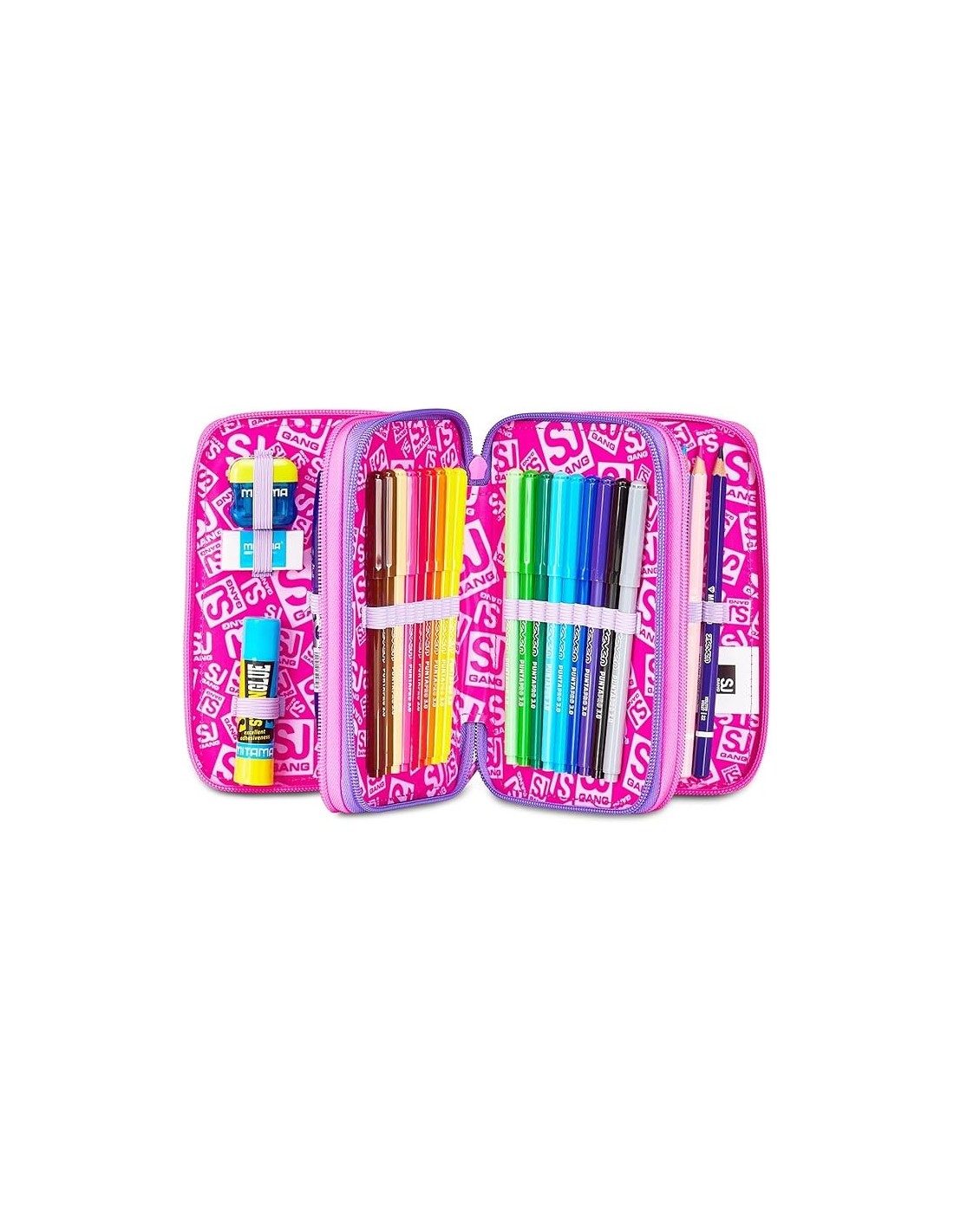 ASTUCCI: vendita online SJ Gang, Astuccio Scuola 3 Zip, Style Jam Gang, Fucsia, 12,5x20x7 cm, Bambina in offerta