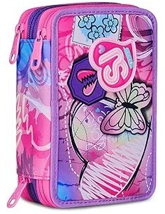 ASTUCCI: vendita online SJ Gang, Astuccio Scuola 3 Zip, Style Jam Gang, Fucsia, 12,5x20x7 cm, Bambina in offerta