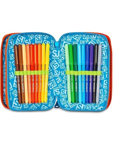 ASTUCCI: vendita online SJ Gang Astuccio Scuola 3 Zip, Style Jam Gang, Multicolore, 12,5x20x7 cm, Bambino in offerta