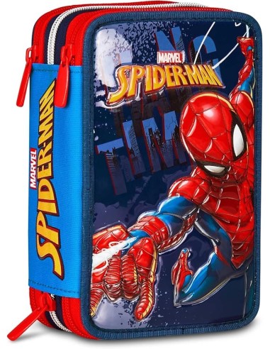 ASTUCCI: vendita online Seven Spiderman, Astuccio Scuola 3 Zip, Blu, Triplo Scomparto, 20 x 12,5 x 7 cm, Penne, Matite, Color...
