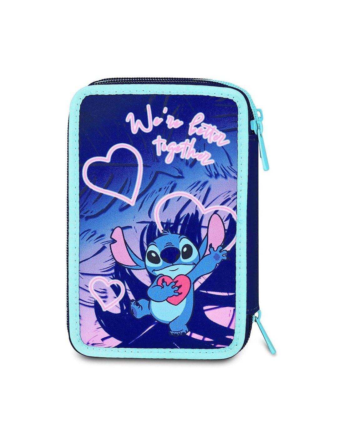 ASTUCCI: vendita online Seven, Astuccio Lilo & Stitch, Scuola 3 Zip, Celeste, Rosa, Triplo Scomparto, 20 x 12,5 x 7 cm, Penne...