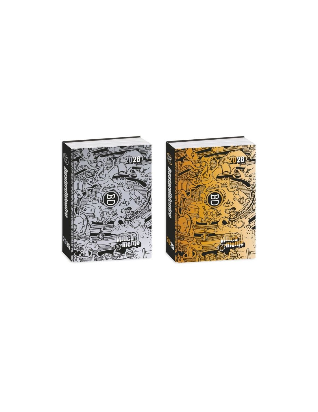 DIARI: vendita online Bastardi Dentro, Diario Agenda, Gold & Silver, 16 Mesi, 2025–2026, 13,6 x 18,3 cm, Adesivi, Giochi, Vig...