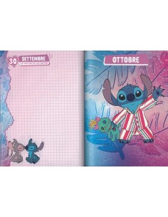 DIARI: vendita online Seven, Diario, Agenda Scuola, Disney Stitch e Angel, 12 Mesi, 21 x 15 x 3 cm, Copertina Lucida Rigida i...