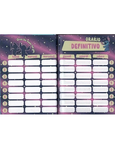 DIARI: vendita online Seven, Diario, Agenda Scuola, Disney Stitch e Angel, 12 Mesi, 21 x 15 x 3 cm, Copertina Lucida Rigida i...