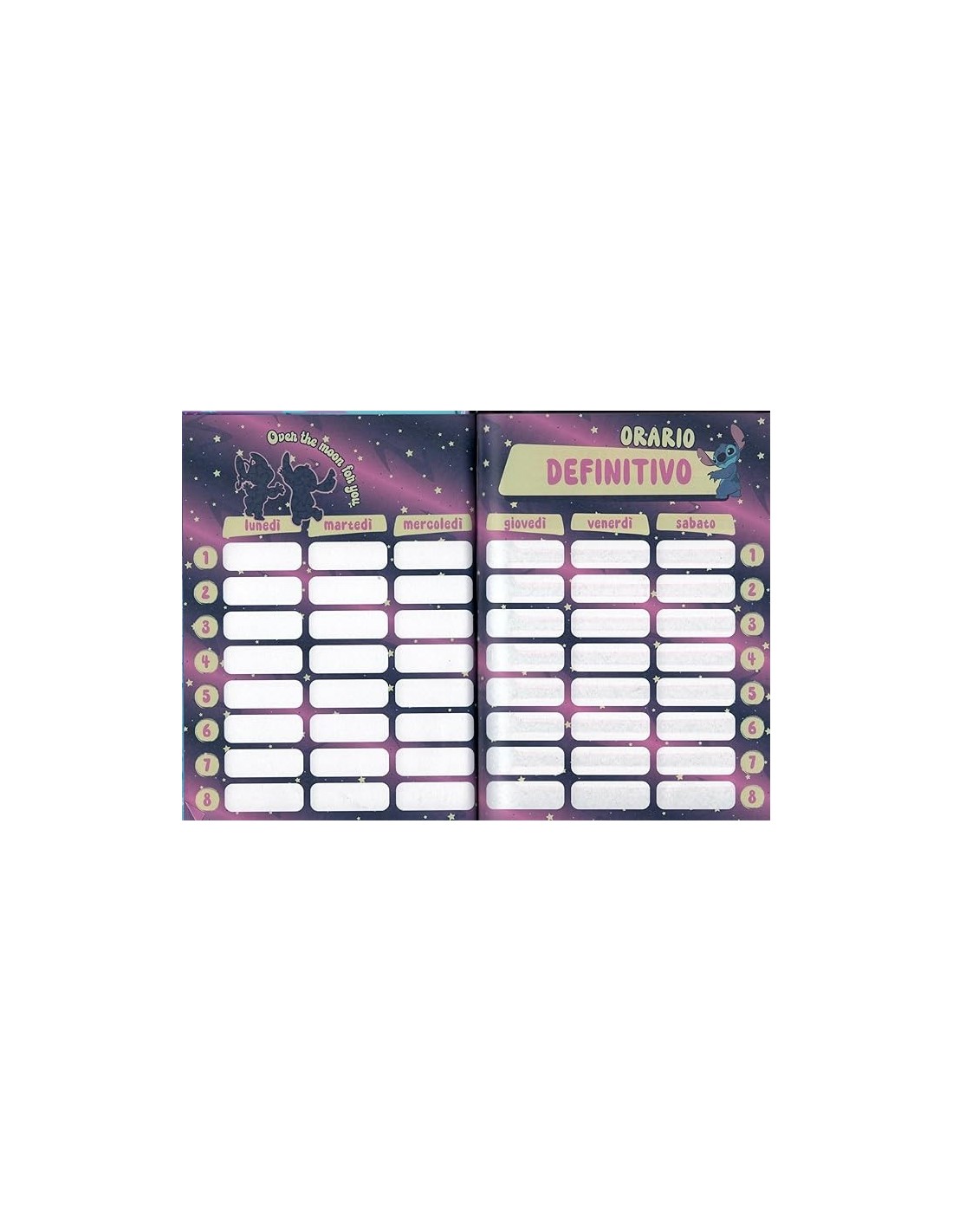 DIARI: vendita online Seven, Diario, Agenda Scuola, Disney Stitch e Angel, 12 Mesi, 21 x 15 x 3 cm, Copertina Lucida Rigida i...
